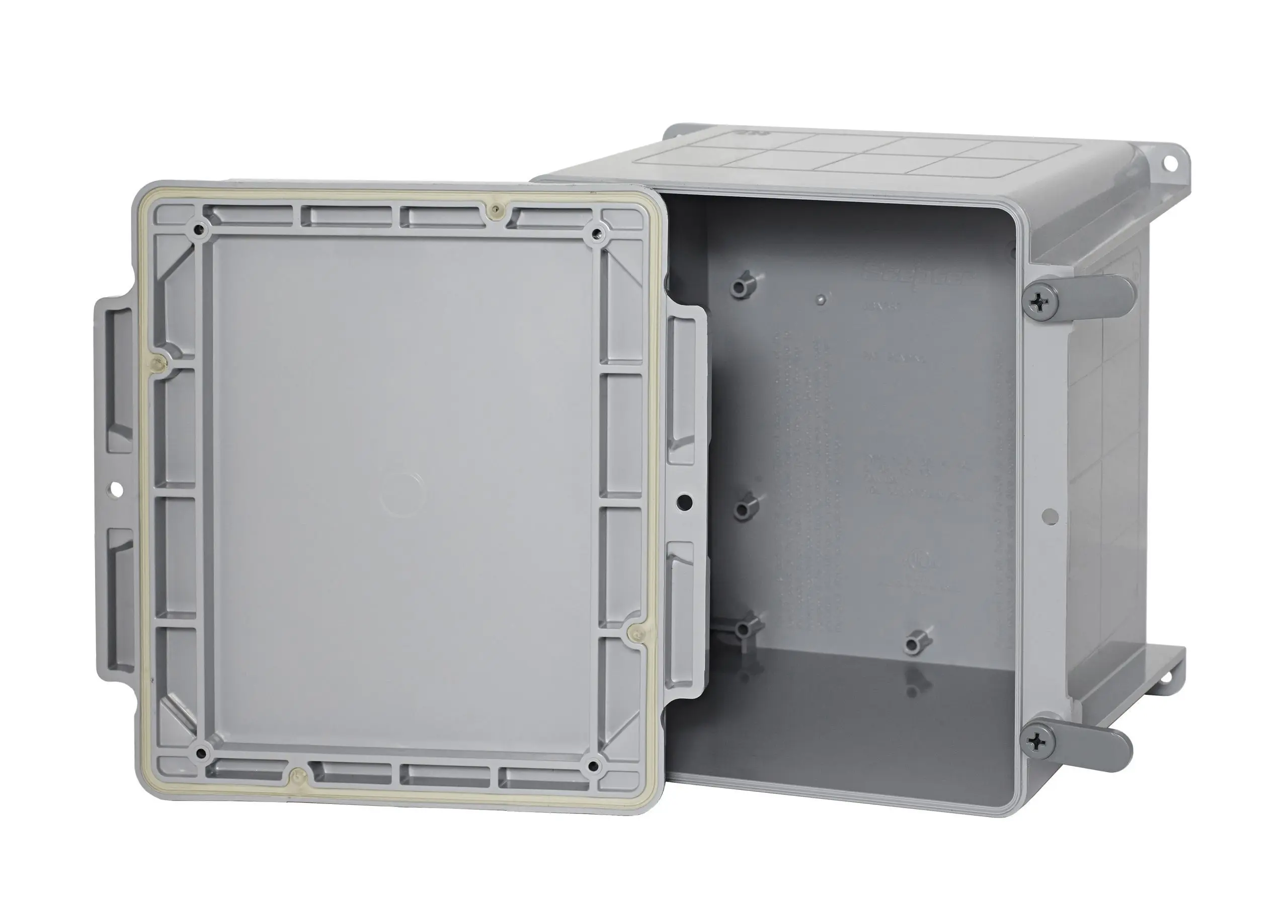 thumbnail interactive-video image 1 of Cantex 4x4x4" PVC Junction Boxes With Lids – Case Of 10, Gray, 5133709 1 of 6